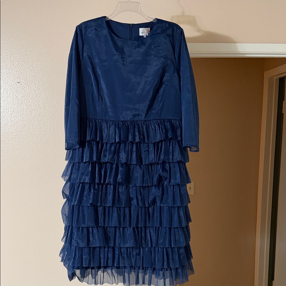 Dainty Jewells Navy Blue Tiered Ruffle Dress
